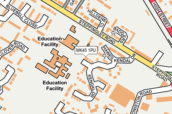 MK45 1PU map - OS OpenMap – Local (Ordnance Survey)