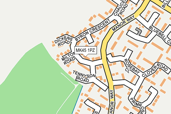 MK45 1PZ map - OS OpenMap – Local (Ordnance Survey)