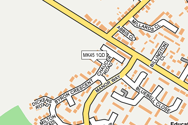 MK45 1QD map - OS OpenMap – Local (Ordnance Survey)