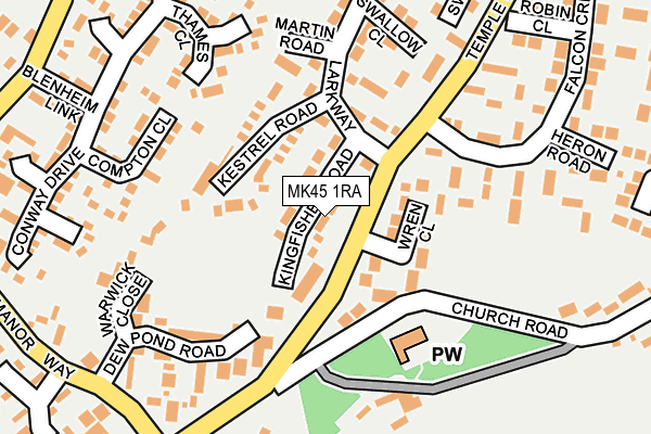 MK45 1RA map - OS OpenMap – Local (Ordnance Survey)