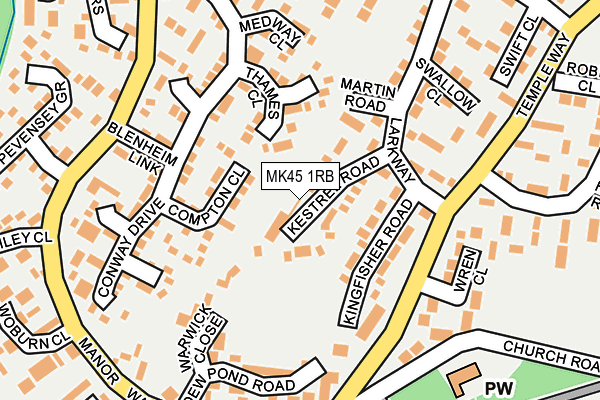 MK45 1RB map - OS OpenMap – Local (Ordnance Survey)