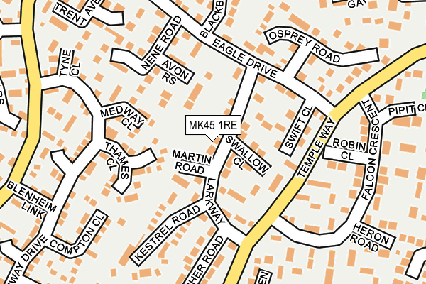 MK45 1RE map - OS OpenMap – Local (Ordnance Survey)