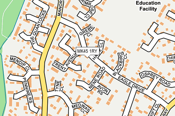 MK45 1RY map - OS OpenMap – Local (Ordnance Survey)