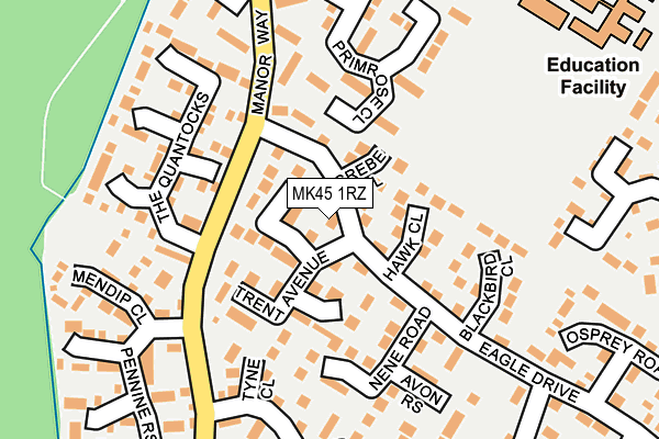 MK45 1RZ map - OS OpenMap – Local (Ordnance Survey)