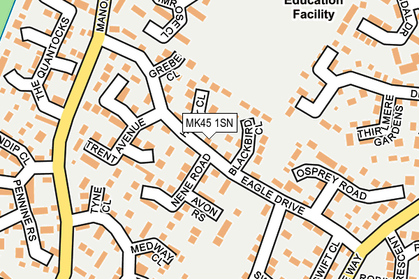 MK45 1SN map - OS OpenMap – Local (Ordnance Survey)