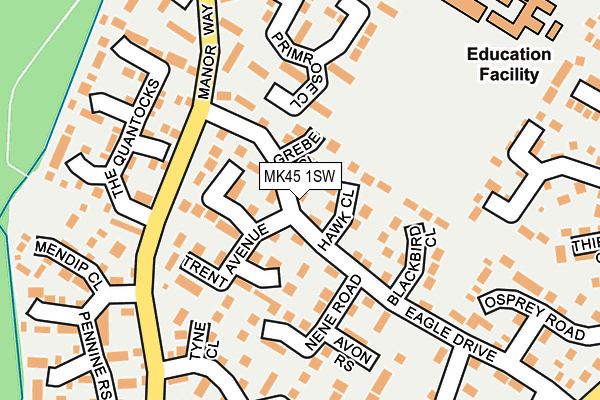 MK45 1SW map - OS OpenMap – Local (Ordnance Survey)