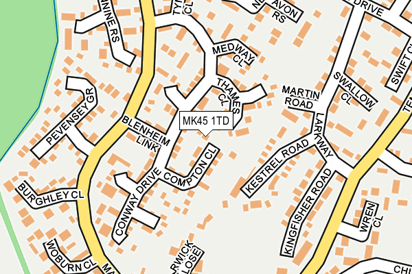MK45 1TD map - OS OpenMap – Local (Ordnance Survey)