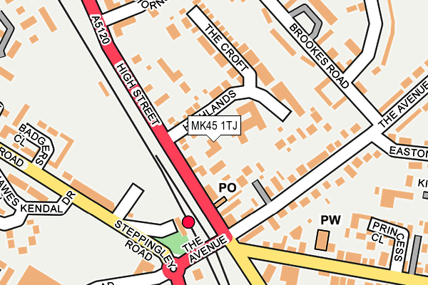 MK45 1TJ map - OS OpenMap – Local (Ordnance Survey)