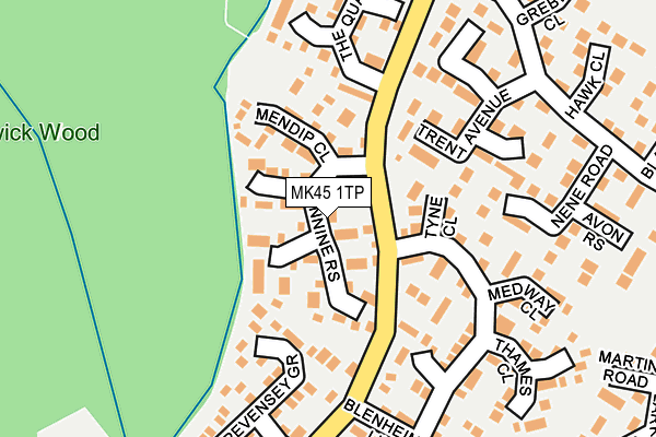 MK45 1TP map - OS OpenMap – Local (Ordnance Survey)