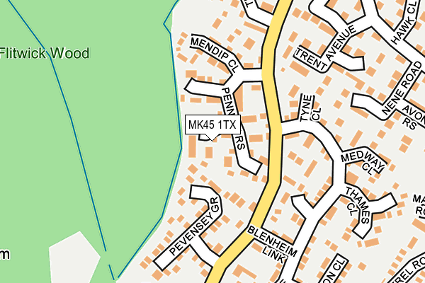 MK45 1TX map - OS OpenMap – Local (Ordnance Survey)