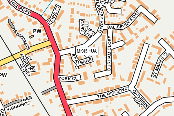 MK45 1UA map - OS OpenMap – Local (Ordnance Survey)