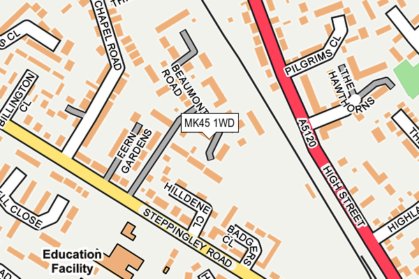 MK45 1WD map - OS OpenMap – Local (Ordnance Survey)