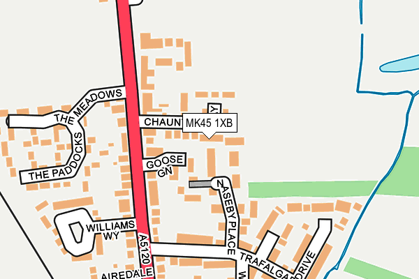 MK45 1XB map - OS OpenMap – Local (Ordnance Survey)