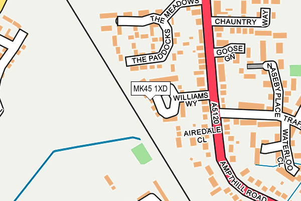 MK45 1XD map - OS OpenMap – Local (Ordnance Survey)