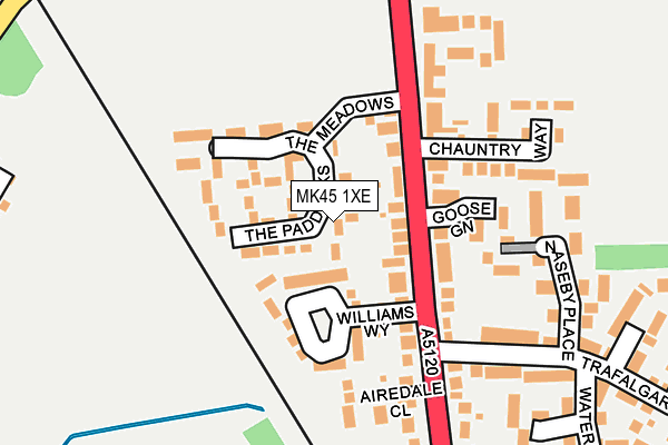 MK45 1XE map - OS OpenMap – Local (Ordnance Survey)