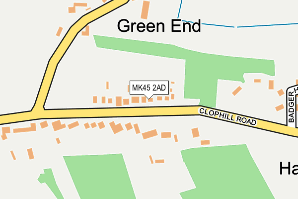 MK45 2AD map - OS OpenMap – Local (Ordnance Survey)