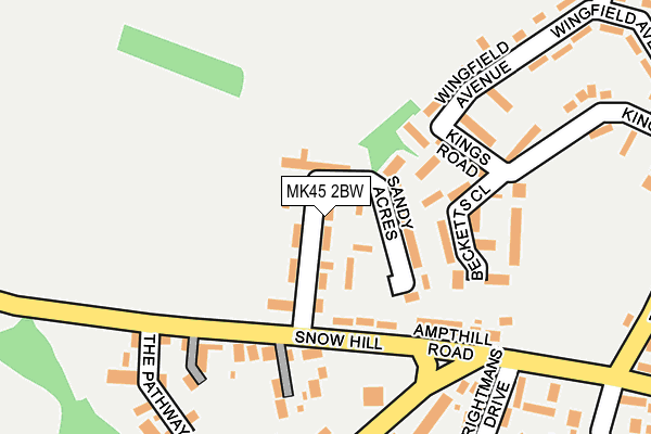 MK45 2BW map - OS OpenMap – Local (Ordnance Survey)