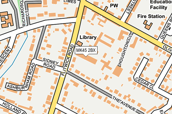 MK45 2BX map - OS OpenMap – Local (Ordnance Survey)