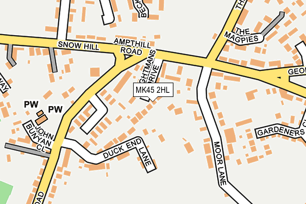 MK45 2HL map - OS OpenMap – Local (Ordnance Survey)