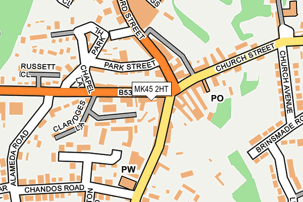 MK45 2HT map - OS OpenMap – Local (Ordnance Survey)