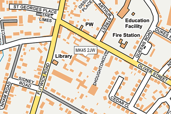 MK45 2JW map - OS OpenMap – Local (Ordnance Survey)