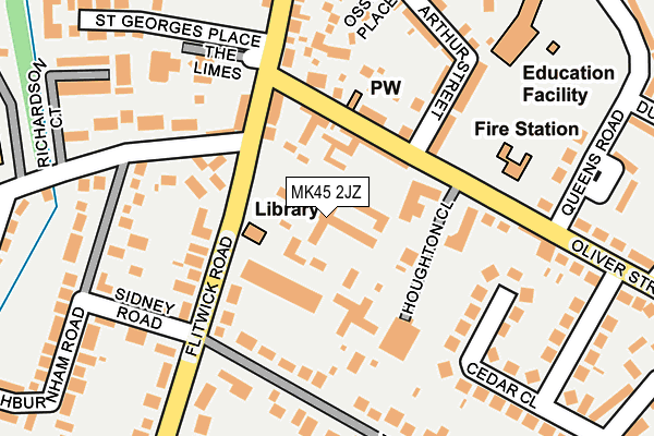 MK45 2JZ map - OS OpenMap – Local (Ordnance Survey)