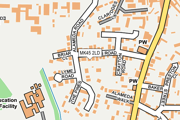 MK45 2LD map - OS OpenMap – Local (Ordnance Survey)