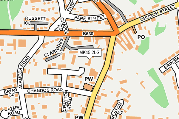 MK45 2LG map - OS OpenMap – Local (Ordnance Survey)