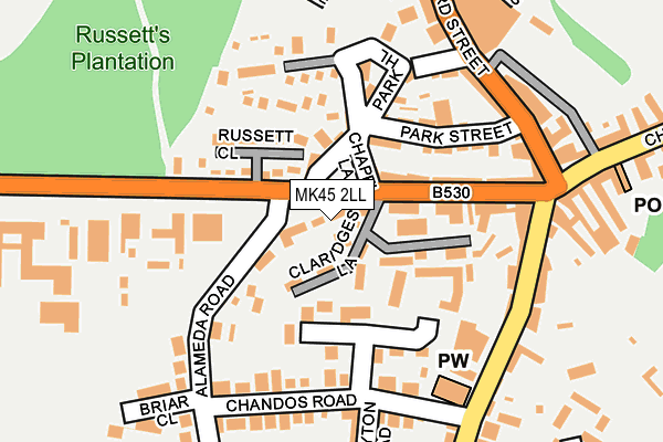 MK45 2LL map - OS OpenMap – Local (Ordnance Survey)