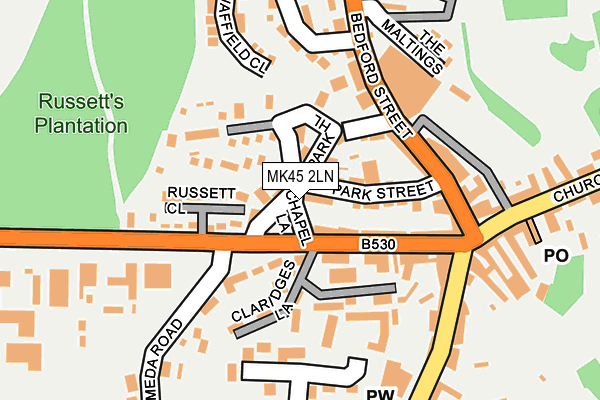 MK45 2LN map - OS OpenMap – Local (Ordnance Survey)