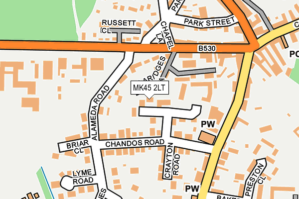 MK45 2LT map - OS OpenMap – Local (Ordnance Survey)