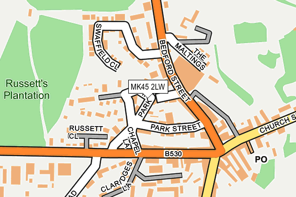 MK45 2LW map - OS OpenMap – Local (Ordnance Survey)