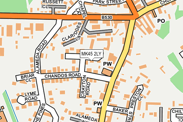 MK45 2LY map - OS OpenMap – Local (Ordnance Survey)