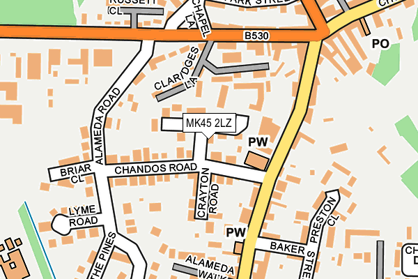 MK45 2LZ map - OS OpenMap – Local (Ordnance Survey)