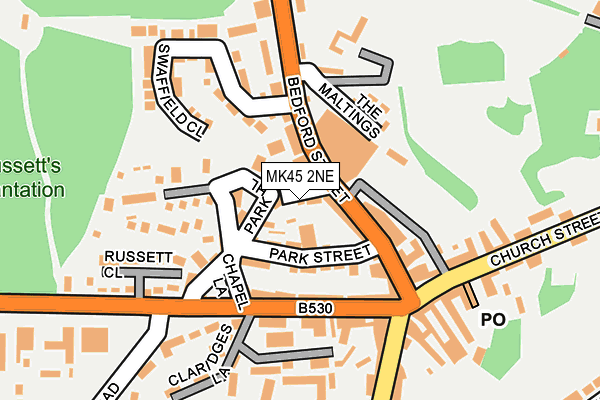 MK45 2NE map - OS OpenMap – Local (Ordnance Survey)