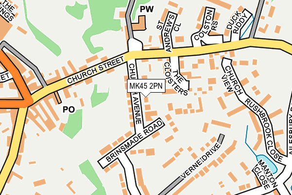 MK45 2PN map - OS OpenMap – Local (Ordnance Survey)