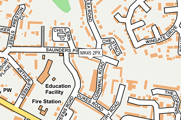 MK45 2PX map - OS OpenMap – Local (Ordnance Survey)