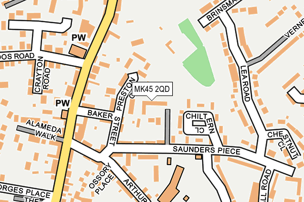 MK45 2QD map - OS OpenMap – Local (Ordnance Survey)