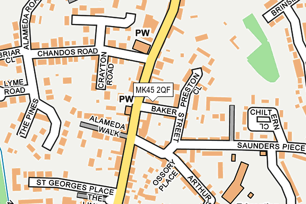 MK45 2QF map - OS OpenMap – Local (Ordnance Survey)