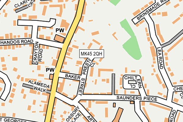 MK45 2QH map - OS OpenMap – Local (Ordnance Survey)