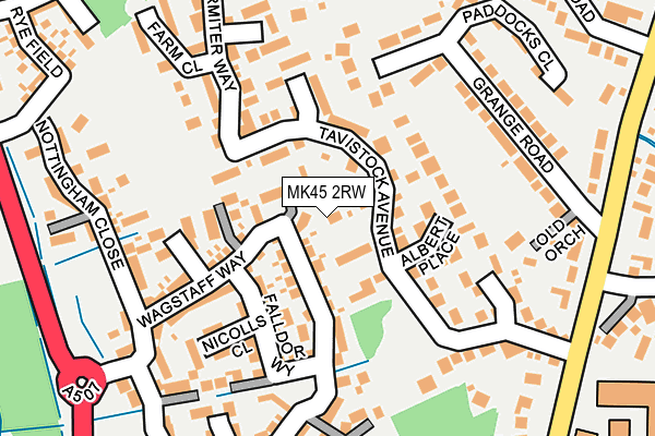 MK45 2RW map - OS OpenMap – Local (Ordnance Survey)