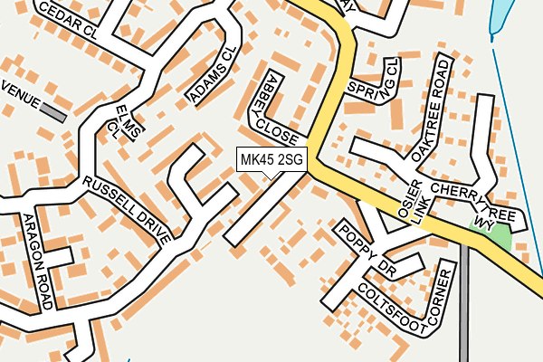 MK45 2SG map - OS OpenMap – Local (Ordnance Survey)