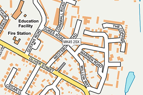 MK45 2SX map - OS OpenMap – Local (Ordnance Survey)