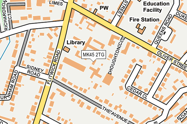 MK45 2TG map - OS OpenMap – Local (Ordnance Survey)