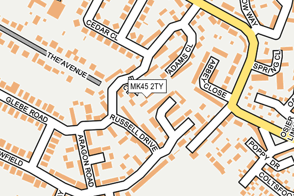 MK45 2TY map - OS OpenMap – Local (Ordnance Survey)