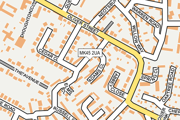 MK45 2UA map - OS OpenMap – Local (Ordnance Survey)