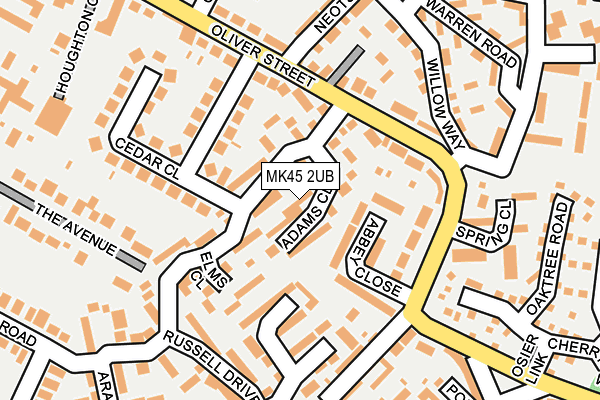 MK45 2UB map - OS OpenMap – Local (Ordnance Survey)