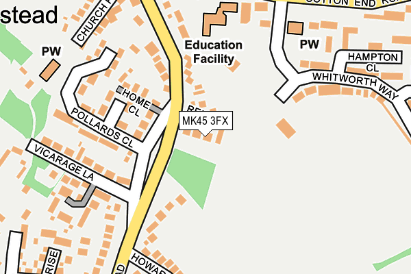 MK45 3FX map - OS OpenMap – Local (Ordnance Survey)
