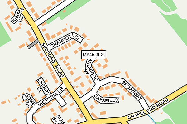 MK45 3LX map - OS OpenMap – Local (Ordnance Survey)