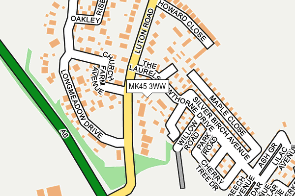 MK45 3WW map - OS OpenMap – Local (Ordnance Survey)